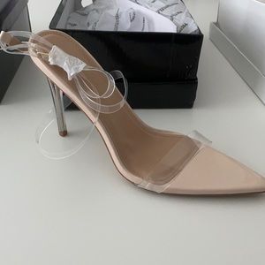 Nude Pointed Heel with Clear Strap